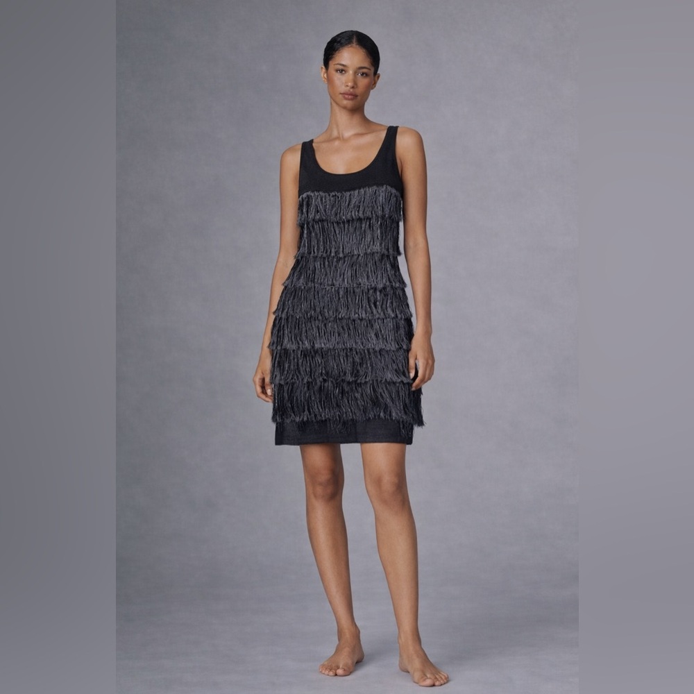 Fringe Layered black Dress